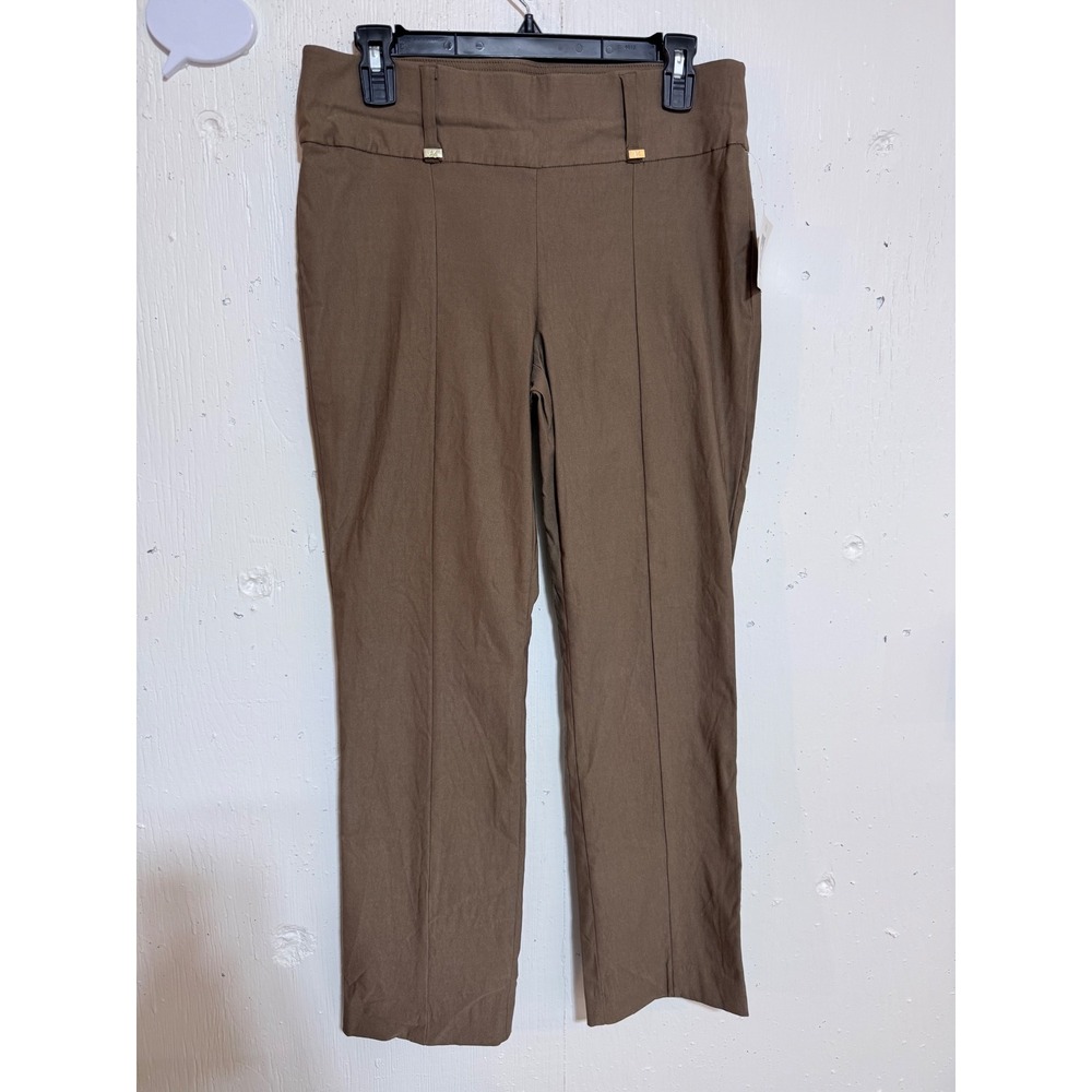 Anne Klein Mushroom Brown Pull On Dress Pants Slim Leg Womens 6 NWT